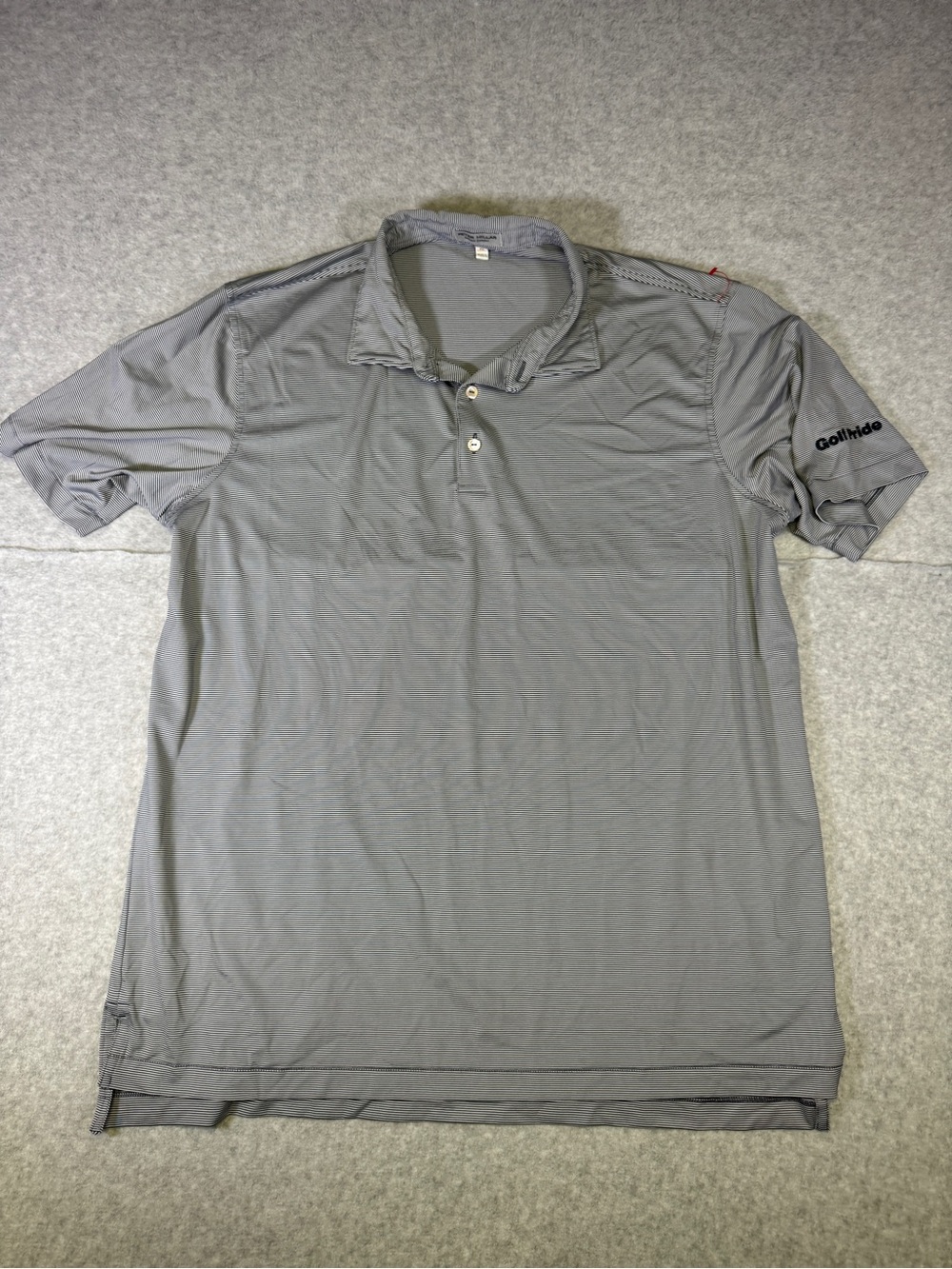 Peter Millar Men's Gray Performance Polo with Golf Pride Logo on Sleeve